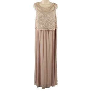 NW Nightway Elegant Lace Gown in Beige